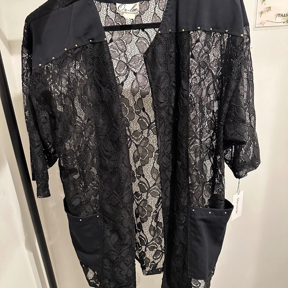 Vtg 80’s/90s Black Lace Kimono Cardigan by Or-Lee